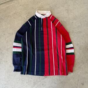 80s Soccer Gear Rugby Striped Polo L